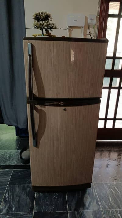 Double Door Fridge(Waves) -Brown (Wood-Look) - 100% Original & Working