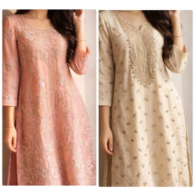 3 Piece Suit / Simple Suit / Party Wear Dress – Chiffon & Organza