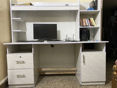 office computer table for urgent sale with cupboard and 2 bigg drawers