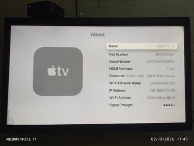Apple TV HD A1625 32GB Leatest iOS 26.3 All Apps Fully Supported