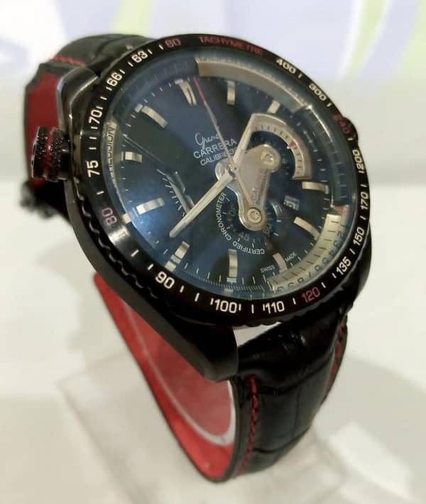 Mens Luxury Leather Strap Watch Black