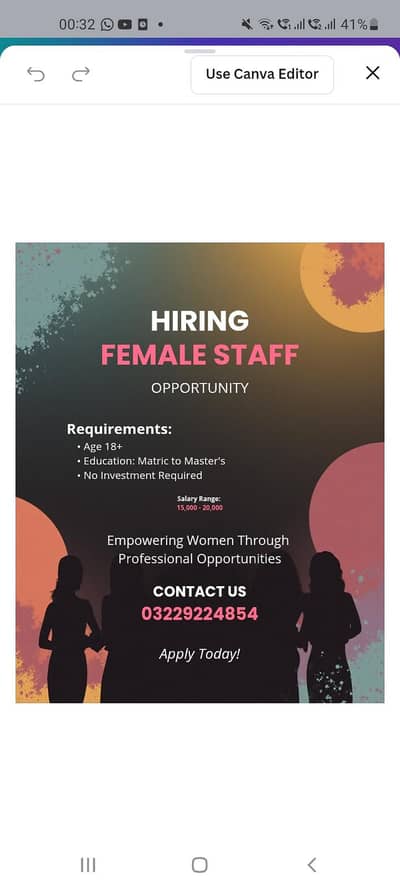 female staff without investment