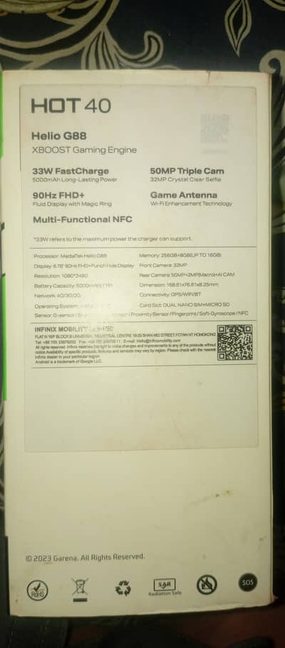 infinix hot 40 Ram 8+8. . 16,_256gb. . 03457833248