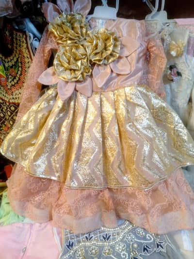 Beautiful Golden Party Frock for Girls – New
