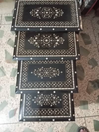Black Sheesham Rosewood Nesting Table NestSet for Sale