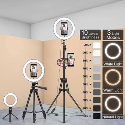 Ring Light With Stand 26Cm Ring 7ft Stand With Mobile Holder Box Pack