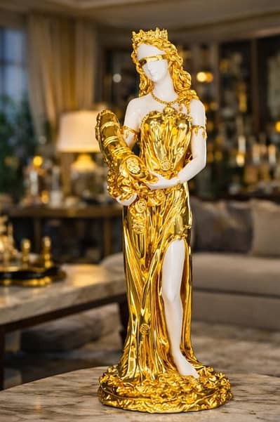Luxury Gold Decorative Lady Statue – Premium Home Décor Showpiece
