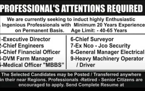 ضرورت برائے سٹاف