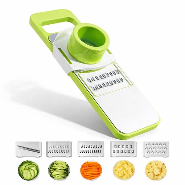 5 in 1 Multifunctional Vegetable Slicer Cutter | Stainless Steel Manual Kitchen Chopper, Grater & Mandoline | Onion Potato Carrot Salad Slicer Tool