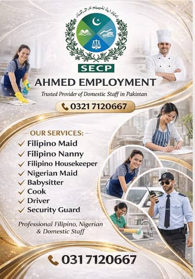 House Maid Babysitter Pakistani Cook Couple Driver all Domestic Staff
