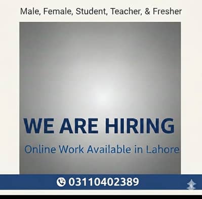 Part Time-Full Time-Office Work and Online Work Available