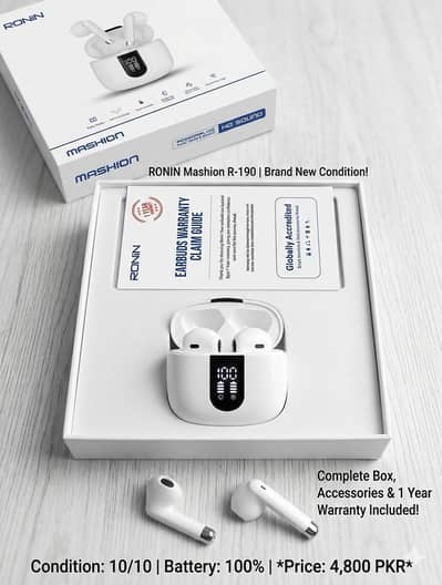 Ronin Mashion R-190 Earbuds | Brand New Condition | 1 Year Warranty