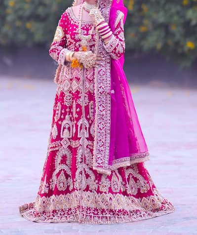 once used bridal 3 PC  maxi in onion pink (shawking) color