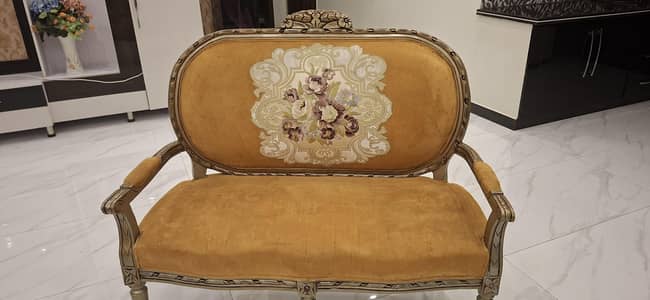 2 seater mustard sofa