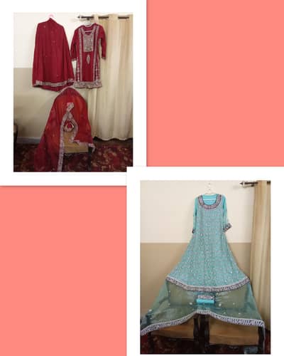 Double Deal Bridal Red Lenga & Maxi Sea Green