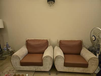 05 Seater Sofa Set - Leather and Cloth