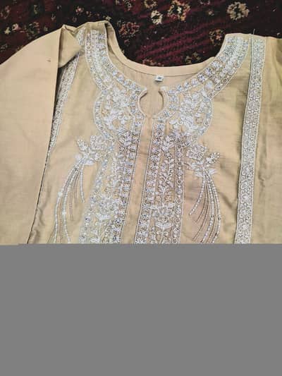 Beige colour elegent three piece suit 