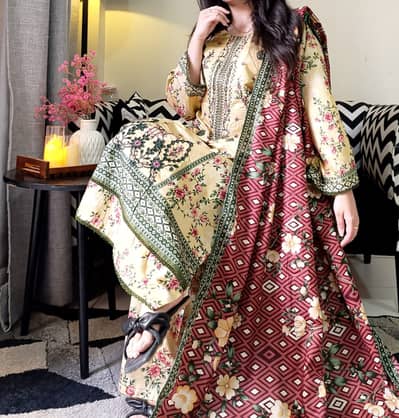 NOOR BRAND COLLECTION  *EID COLLECTION 3PC LAWN EMBROIDERDPATCH WORK