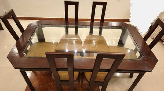 SOLID WOOD Dining Table with 6 Chairs