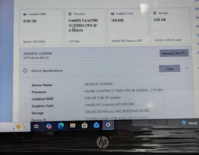 HP ProBook 440 G5 | Core i5 7th Gen | 8GB RAM | 240GB SSD | Excellent
