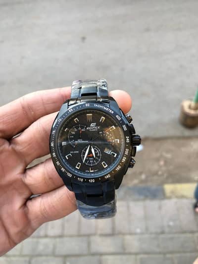 The Casio Edifice all-black men's chronograph watch