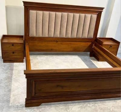 New pure woden double bed and 2 side tables
