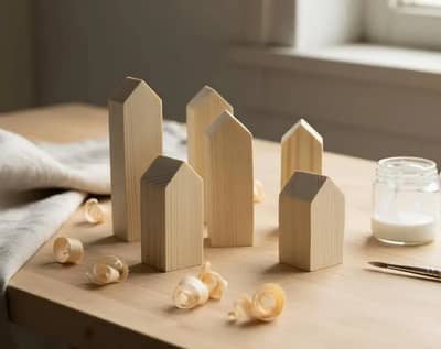 Wooden Mini Houses Set – Different Sizes