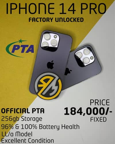 iPhone 14 Pro 256gb PTA Approved.