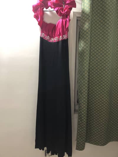 Black pink collar gown