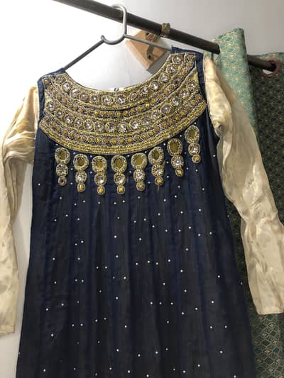 Navy blue long frock with inner