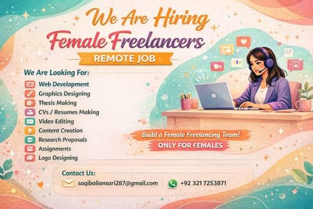 We are hiring Female Freelancers