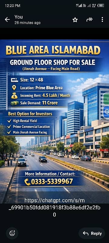 blue area jenah avenue facing Ground floor shop for sale