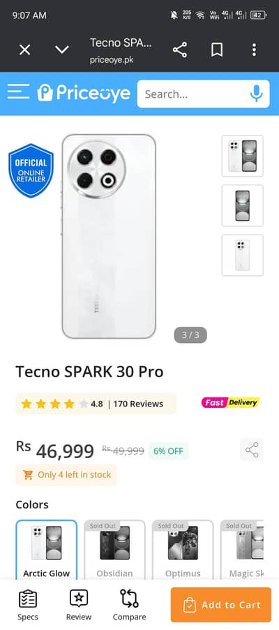 Tecno spark 30 pro 16 128