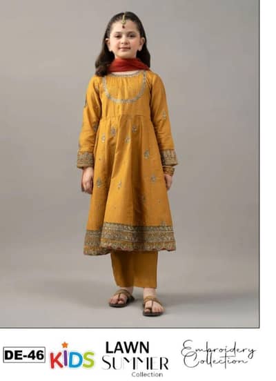 Maria B kids embroidery collection soft cotton lawn 3 piece suit