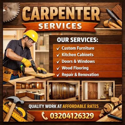 Expert Carpenter Services – Furniture, Doors & Cabinets Work