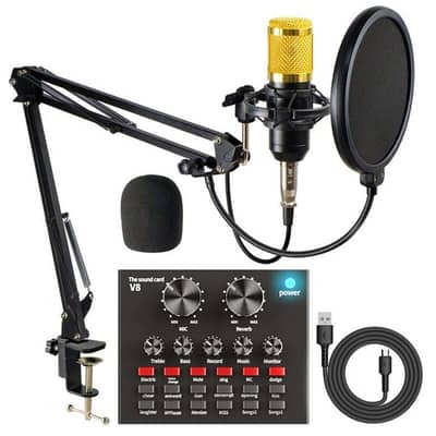 V8 Bm-800 Podcast Mic Set With Live Sound Card