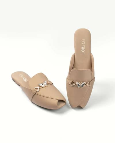 Elegant Off White Rhinestone Mules for Women
