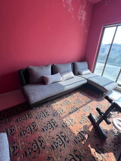 7 seater sofa Grey sofa leather plus fabric