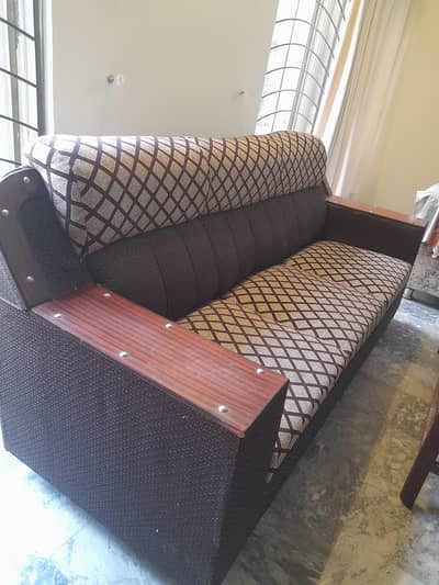 Sofa Set 6 Seater Brown Wooden