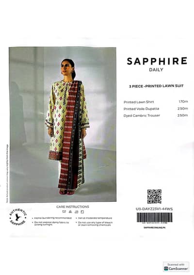 sapphire 3 piece unstitched dress