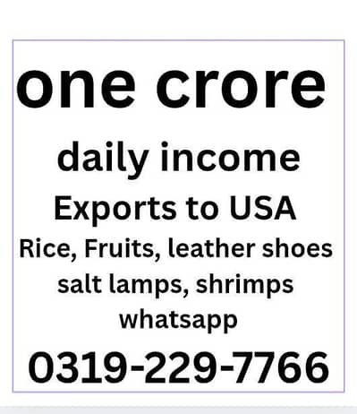 one crore daily income. export to USA rice, shrimp, fruits