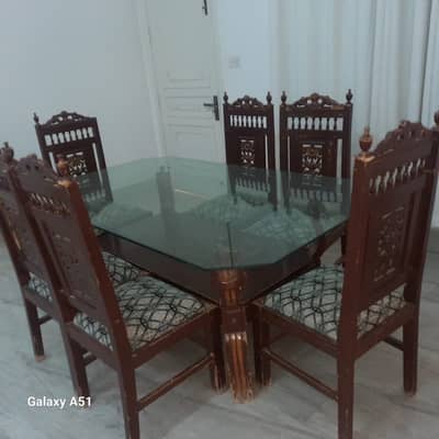 Wooden dinning table and 6 chairs set
