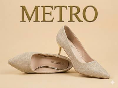 Metro Shoes – Champagne Shimmer Pointed Toe Heels (Size 39)