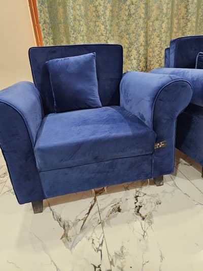 Royal Blue Velvet 3-2 Seater comfortable Sofa