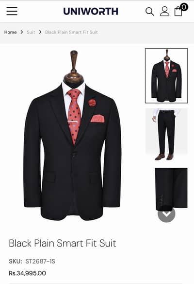 Uniworth Plain Black Suit
