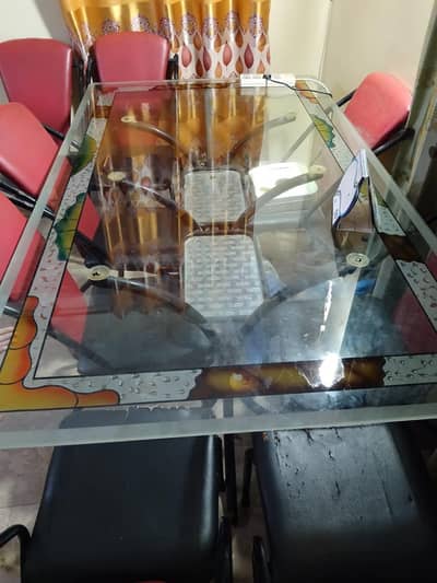 iron Dining table with 8 chairs