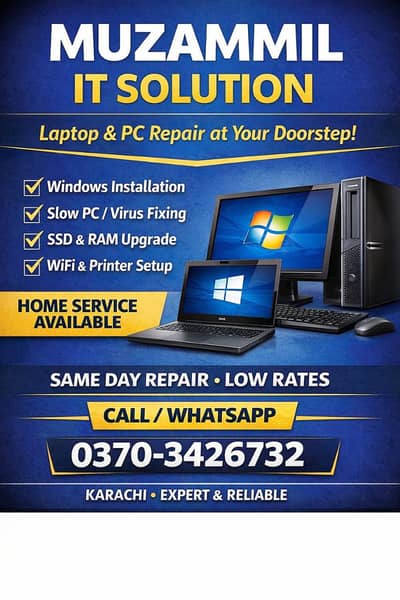 Laptop / Computer Repair Service – Home Service Karachi