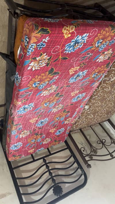 2 IRON SINGLE BED WITH ALMOST NEW CONDITION MATTRESSES