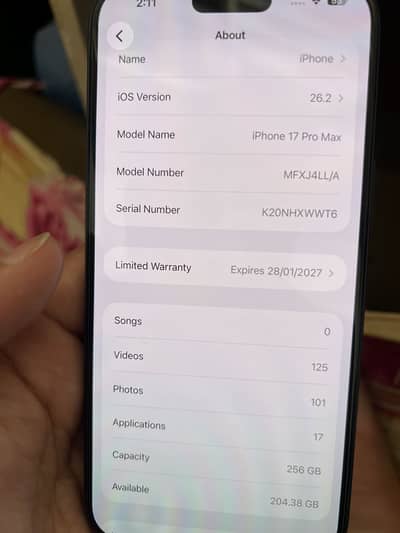 17pro max non pta jv  box pack 256/gb box available blue colour