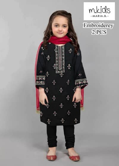 Kids Girls Lawn Embroidered Dress 2 Piece Set 5–10Y
